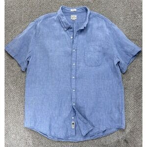 J.CREW Baird McNutt Irish Linen Shirt Mens XXL Tall Blue Classic Fit Button Down